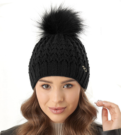 Czapka zimowa, damska, Nevona, czarna, 55-57 cm