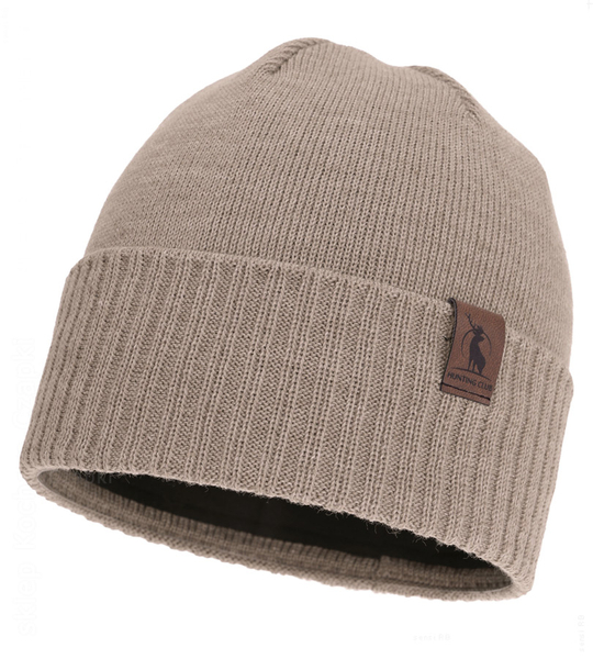 Męska czapka, wełna merino, podszewka polar, Gohan, beżowy (17), 55-60cm