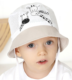 Kapelusz dla chłopca, z siateczką, Salve, biały + szaro-beżowy, 52-54 cm