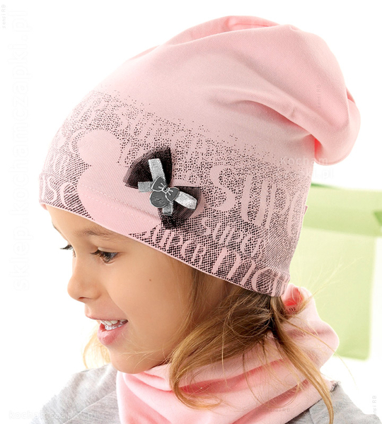 Czapka smerfetka wiosenna/ jesienna dla dziewczyni, bawełniana Super Mouse, 48-50 cm