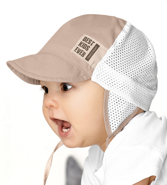 Czapka na lato dla chłopca, z siateczką, Millor, biały + brąz jasny (2), 50-52 cm