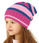 Czapka wiosenna-jesienna dla dziewczynki, dzianinowa, Pelva, róż+niebieski, 53-56