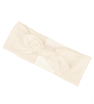 Opaska na głowę dla dziewczynki, muślinowa, kremowa, 40-46 cm