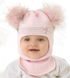 Kominiarka dla dziewczynki na zimę, Inela, róż pudrowy, 44-47 cm