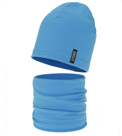 Czapka i komin dla chłopca, komplet wiosenny/jesienny, Boohart, niebieski (18), 52-54 cm