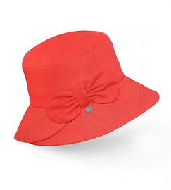 Kapelusz damski na lato, len, czerwony (80% len), S22-04, 56-57 cm