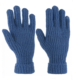 Rękawiczki damskie zimowe, włóczkowe, niebieskie, M-L