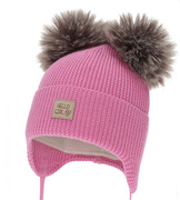 Czapka niemowlęca na zimę dla dziewczynki, 100% merino, Doriana, różowa, 38-40 cm