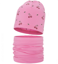 Komplet wiosenny-jesienny, dla dziewczynki, czapka i komin, Recise, różowy (17), 50-52 cm