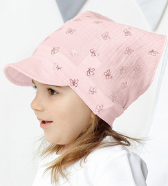 Muślinowa chustka z daszkiem dla dziewczynki, Bango, różowa, 42-46 cm
