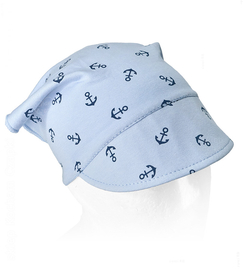 Chustka z daszkiem dla chłopca, na gumce, AM-09, niebieska, 46-50 cm