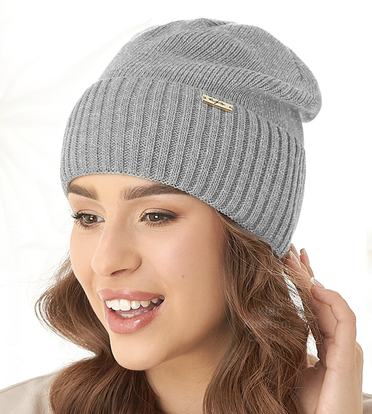 Czapka damska, zimowa, Doana, szary, 56-59 cm