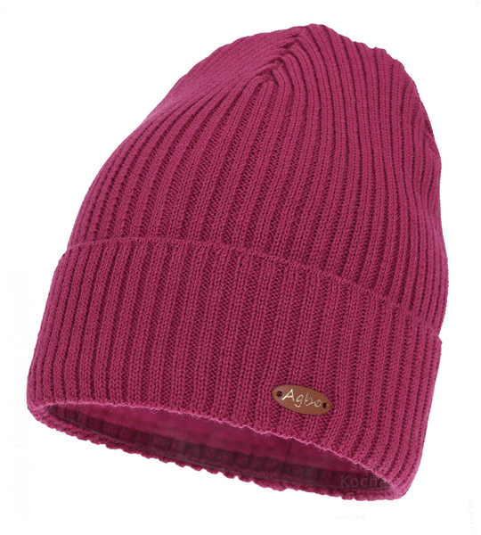 Czapka zimowa damska, 50% merino, Lissha, amarantowa, 55-58 cm	