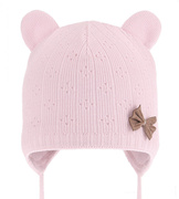 Czapka wiosenna/jesienna dla dziewczynki, dzianinowa, jasny róż, Tolla, 42-44 cm
