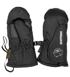 Rękawiczki dla chłopca ocieplane, wodoodporne z rzepem i gumkami, C066, czarne, wiek 2-3 lata