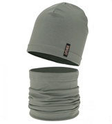 Czapka i komin dla chłopca, komplet wiosenny/jesienny, Boohart, oliwka, 52-54 cm