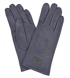 Rękawiczki damskie, dotykowe do ekranów, welurowe, niebieskie, rozmiar M/L