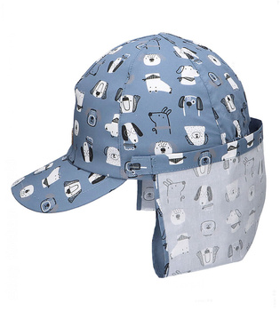 Czapka z daszkiem dla dziecka, UV i ochrona karku dla chłopca, Ferguson, niebieski, 50-53 cm
