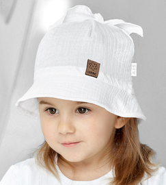 Kapelusz muślinowy dla dziewczynki, biały, Tamaita, 48-50 cm