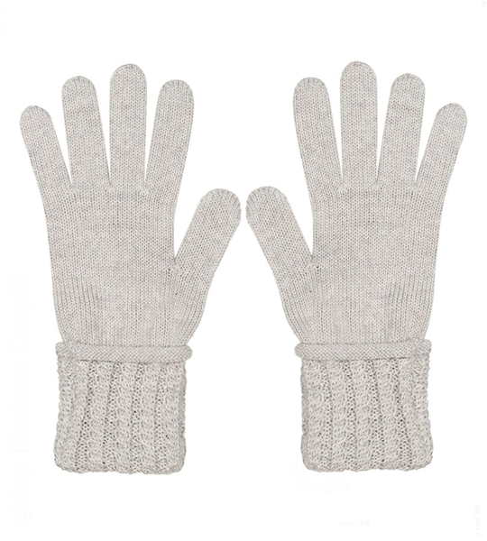 Rękawiczki merino damskie, wełna 100%, Kendall, szare, M/L