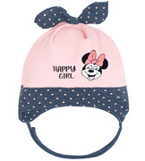 Czapka wiosenna-jesienna dla dziewczynki, wiązana, róż pudrowy (2), Musana, 40-44 cm