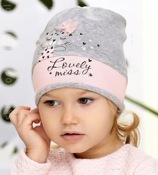Czapka smerfetka z kotkiem dla dziewczynki  Lovely Miss rozm. 44-46 cm