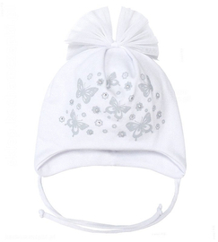 Bawełniana czapka dla dziewczynki, wiosna/jesień, Flavia, tiulowa kokardka, rozm. 46-49 cm