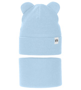 Komplet wiosenny/jesienny dla dziewczynki, czapka i komin, niebieski jasny, Jakra, 50-54 cm
