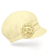 Kaszkiet damski na lato, lniany, Mia, żółty jasny, 55-57 cm