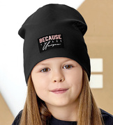 Czapka wiosenna/jesienna, dziewczęca, Because, czarna, 48-50 cm