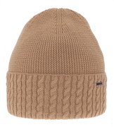 Czapka zimowa damska, 50% merino, Beffe, kamel,  55-57 cm