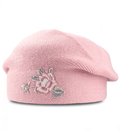 Czapka zimowa damska, beret pieczarka, Tesoni v5, róż jasny, 55-57 cm