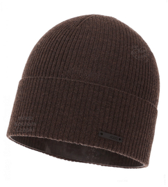 Czapka męska, wiosenna/jesienna, wełna merino, Ellfur, brązowa, 55-57 cm