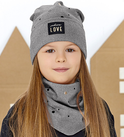 Czapka i chustka, wiosenna/jesienna, komplet dla dziewczynki, szary, Faiga, 46-49 cm