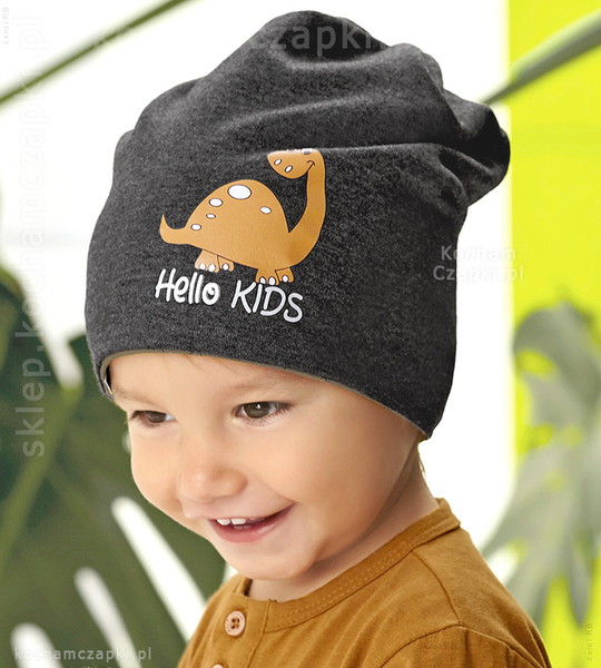 Czapka 2w1, dwustronna bawełniana czapka z dinozaurami Dinosaurus Kids rozm. 48-50 cm