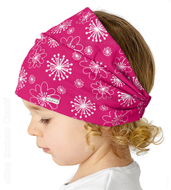 Chustka na głowę, opaska dla dziewczynki, na gumce, Fjuria, róż ciemny , 46-49 cm