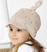 Czapka/chustka z daszkiem, muślinowa, dla dziewczynki,  Linderi, beżowa, 42-50 cm