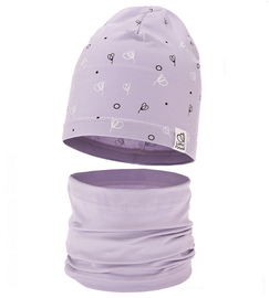 Komplet wiosenny-jesienny, dla dziewczynki, czapka i komin, Rioffia, fioletowy, 48-50 cm