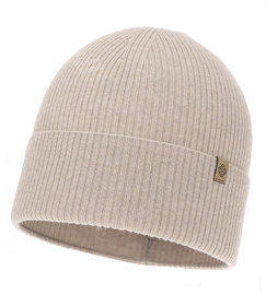 Czapka jesienna, damska, wełna merino z kaszmirem, Nalieta, jasny beżowy,  54-57 cm