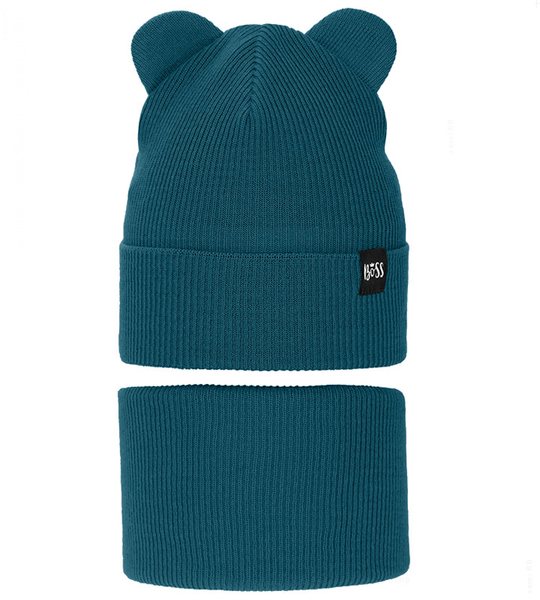 Komplet wiosenny/jesienny dla chłopca, czapka i komin, morski, Jragan, 50-54 cm