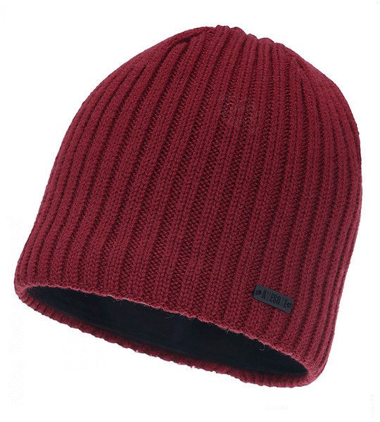 Czapka zimowa męska, 50% merino, Dadgio, bordowa, 57-60 cm