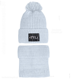 Ciepła czapka i komin dla dziewczyn, odblaskowy pompon Johanna rozm. 55-58