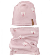 Czapka i komin, wiosenny komplet dla dziewczynki, brudny róż, 46-49 cm