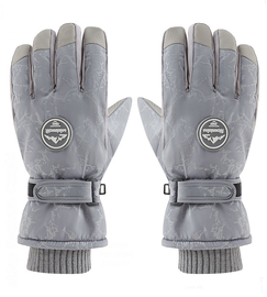Rękawiczki zimowe chłopięce, rękawice narciarskie, ocieplone futerkiem,  RN023, szare, 13 -16 lat