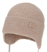 Czapka zimowa, jesienna/ wiosenna dla chłopca, 100% wełniana merino, Kabadi, wiązana, beżowa, 40-43