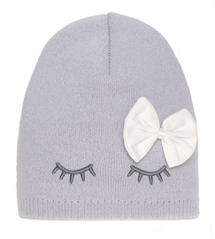 Czapka wiosenna/jesienna dla dziewczynki, szara, z rzęsami, Resena, 52-54 cm