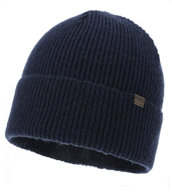 Czapka zimowa męska, z dodatkiem wełny merino, Rokins, granatowy, 55-57 cm