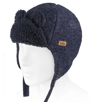 Czapka wełniana dla chłopca, na zimę, Ingero, granatowa, 48-50 cm