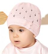 Czapka niemowlęca dla dziewczynki, róż pudrowy, Malena,  36-40 cm