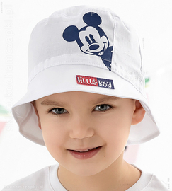 Kapelusz dla chłopca, z myszką Miki, Topolino, biały, 46-48 cm